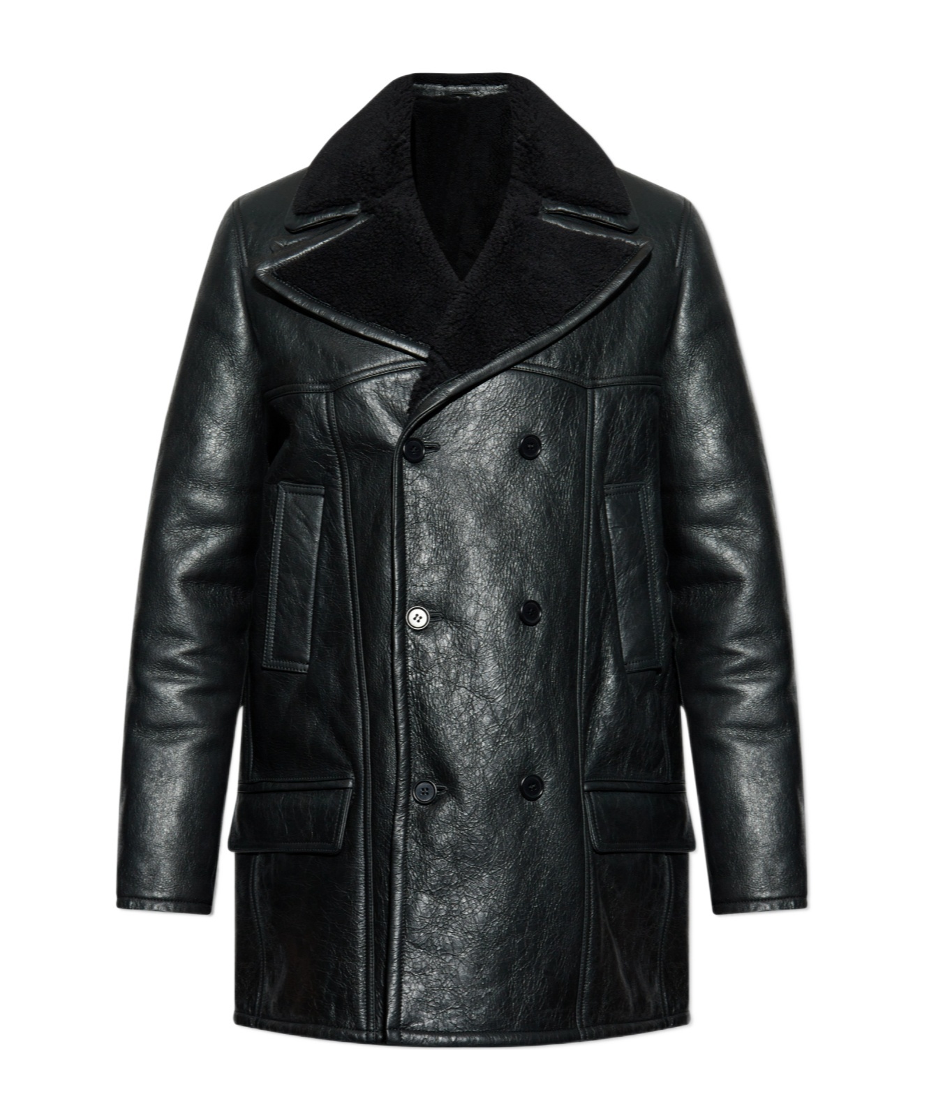 Allsaints Double-breasted Coat In Black