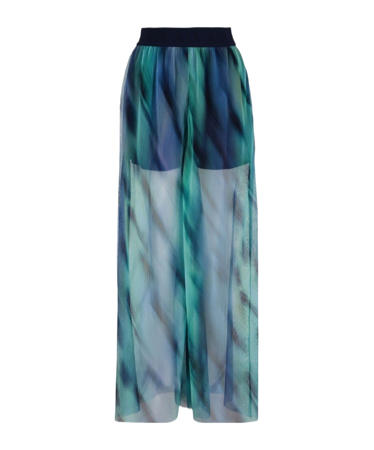 Shop Armani Exchange Abstract-print Wide-leg Trousers In Blue
