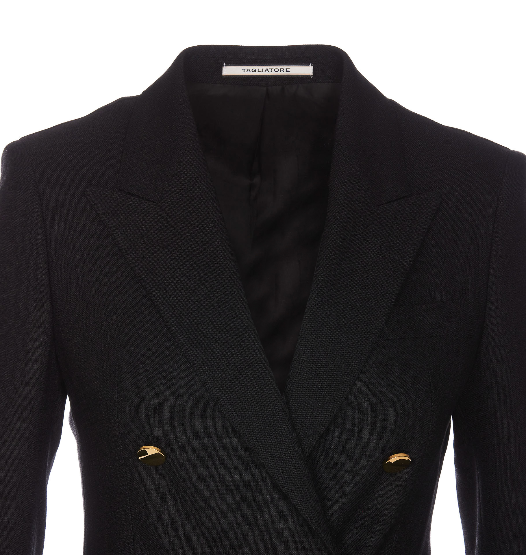 Tagliatore Double-breasted Wool Jacket Peak Lapels In Black