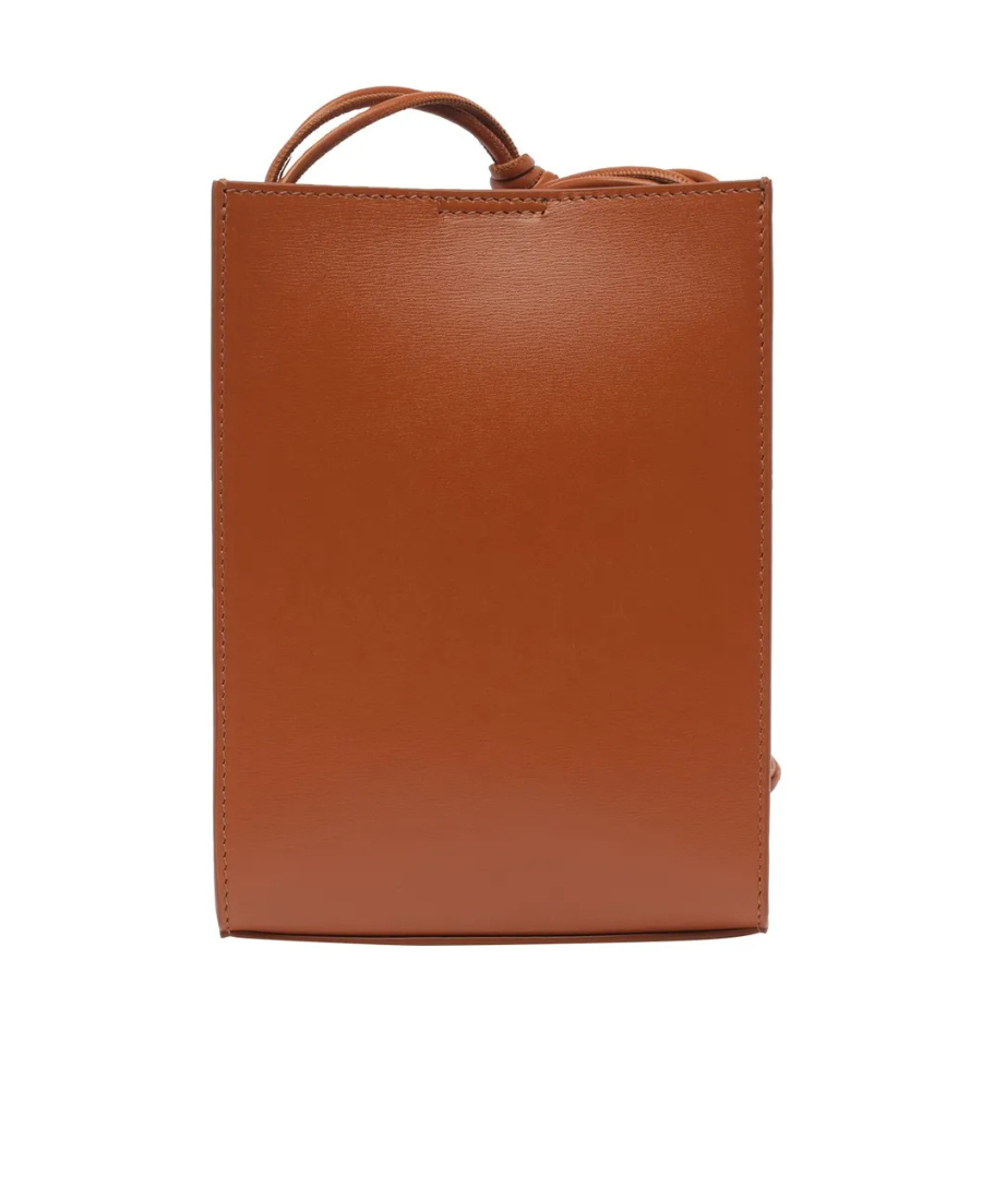Jil Sander Dark Pink Leather Small Tangle Shoulder Bag In Brown