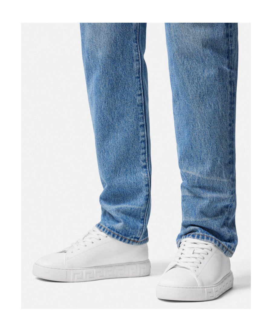 Versace Greca Responsible Faux Leather Sneakers In White
