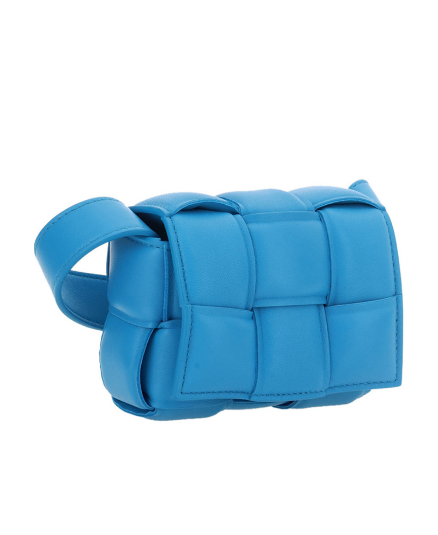 Bottega Veneta Mini Cassette Shoulder Bag In Blue