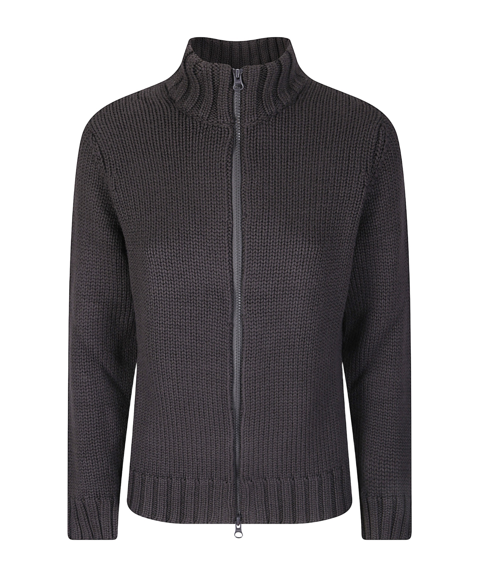 Labo.art Ribbed-knit Zip-up Cardigan In Gray