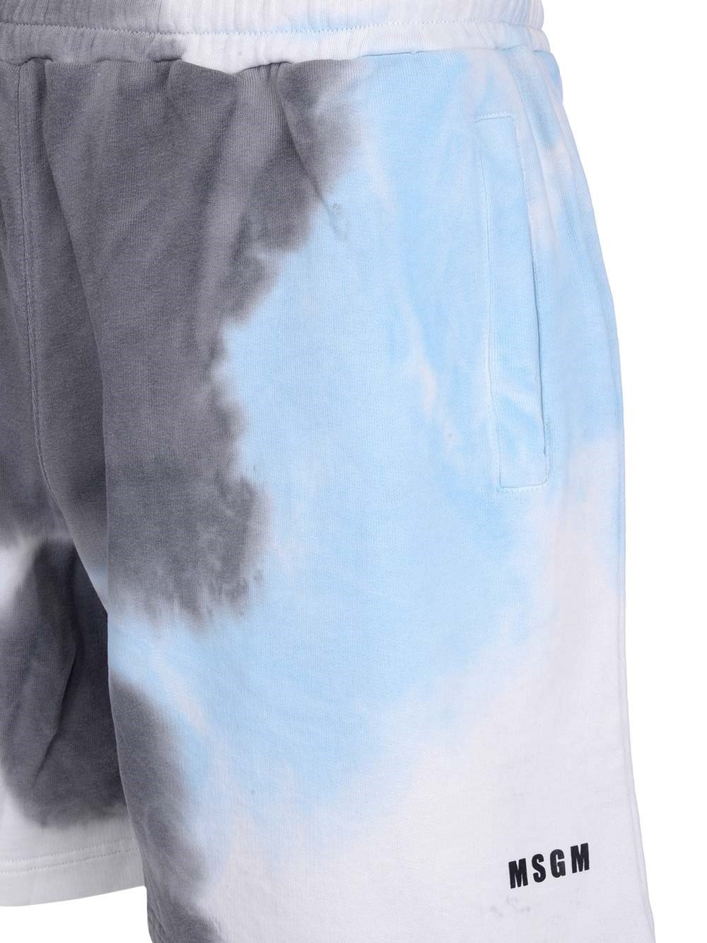 Msgm Tie-dye Print Track Shorts In Gray