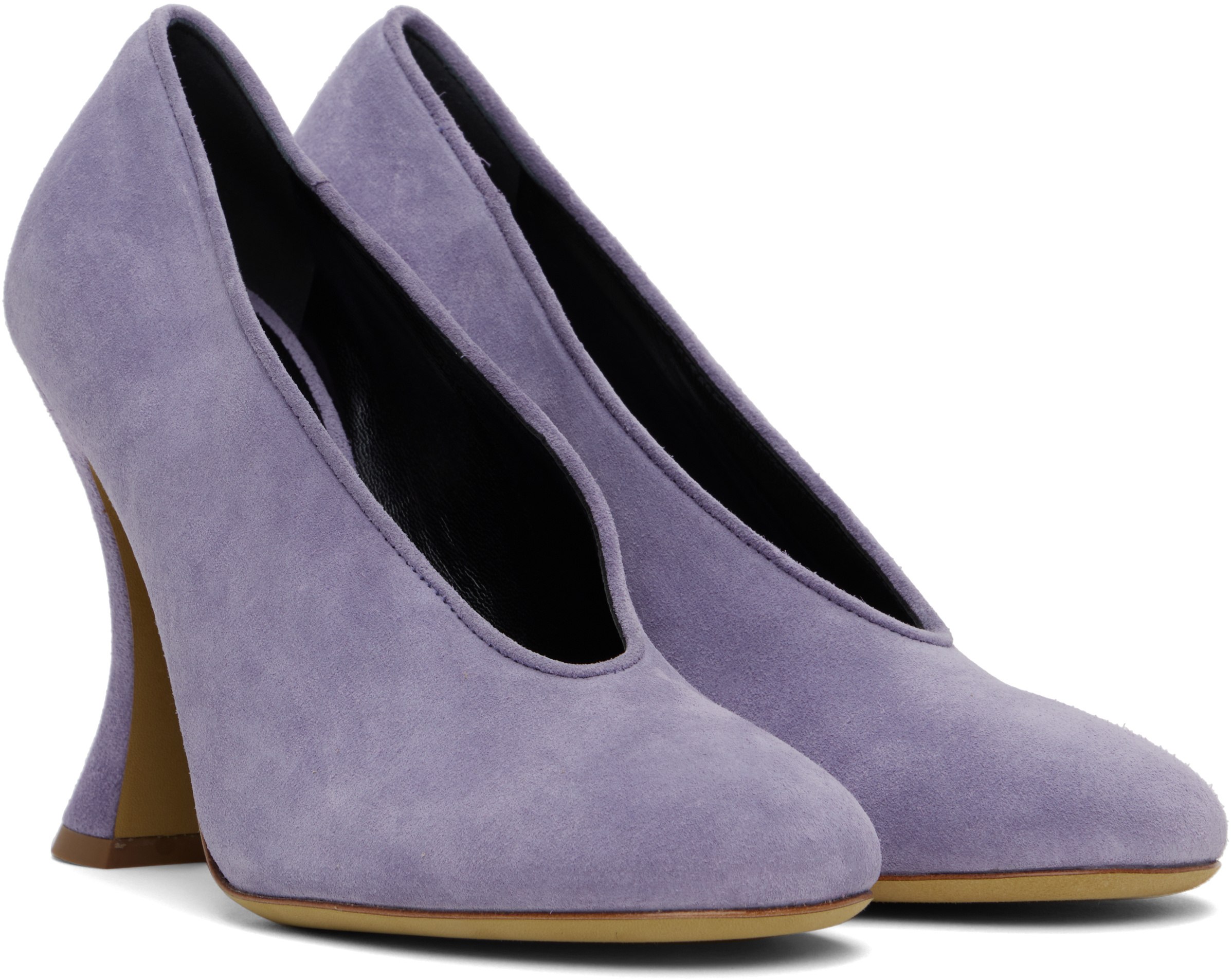 Moschino Purple Duck Suede Heels In Purple
