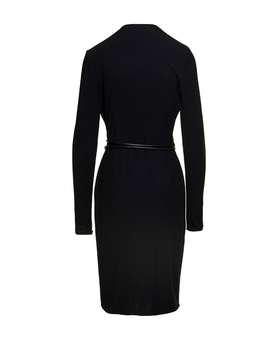Tom Ford Jersey Wrap Black Viscose Midi Dress In Black