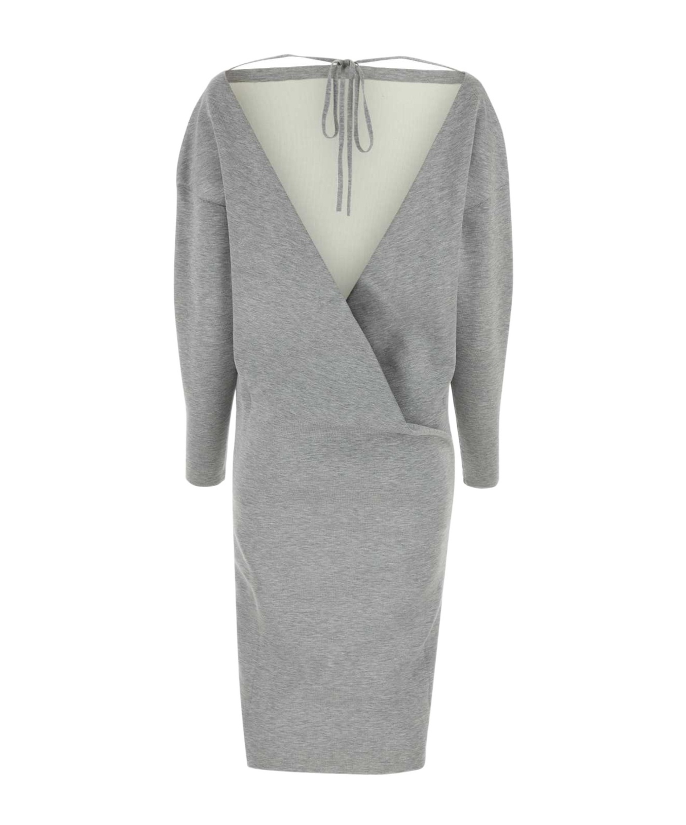 Gucci Grey Stretch Wool Blend Dress In Light Gray