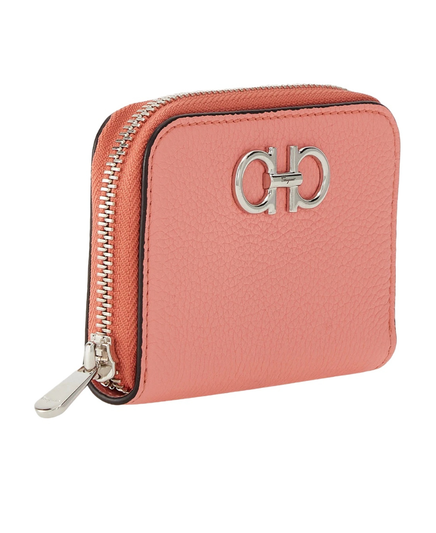Ferragamo Salvatore  Gancini Zipped Card Holder In Pink