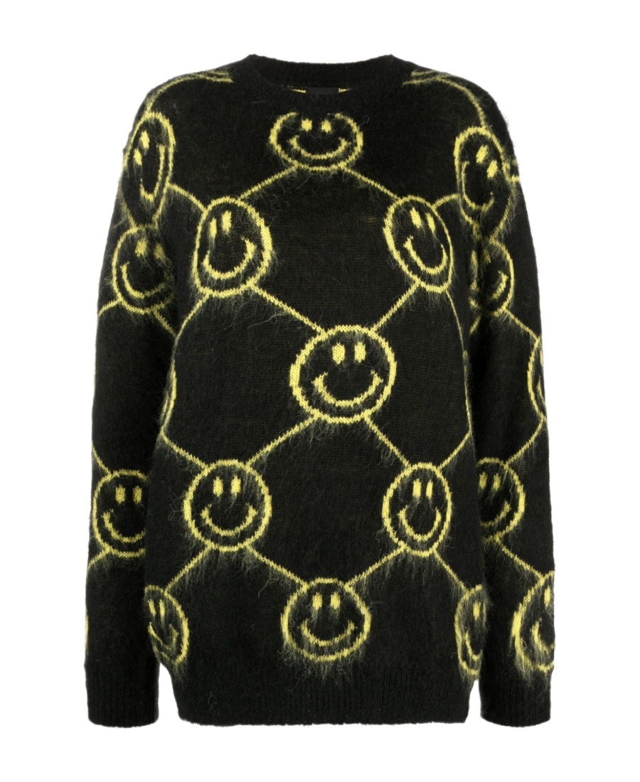 Joshua Sanders Smiley-face Intarsia-knit Jumper In Black