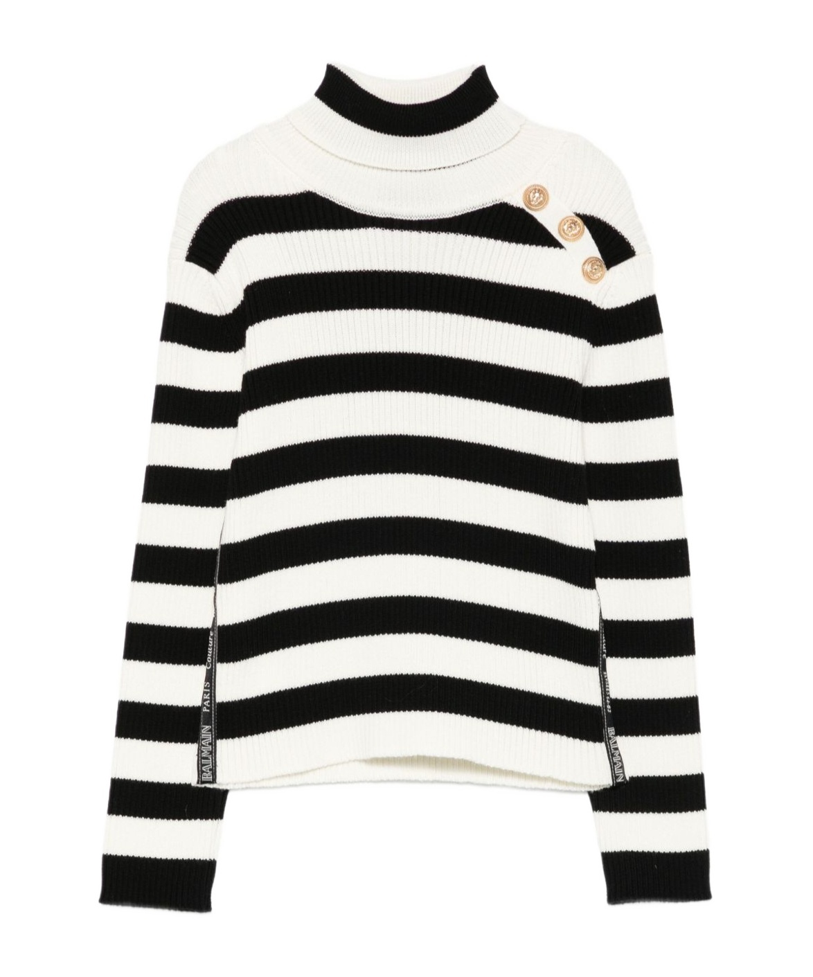 Balmain Striped High-neck Sweater In Black