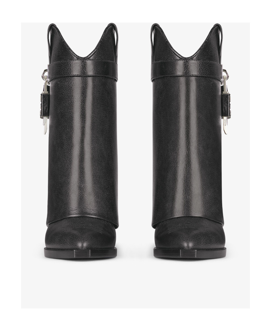 Shop Givenchy Shark Lock Cowboy Ankle Boots In Aged Leather In Black