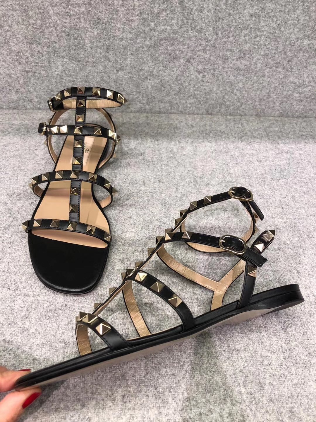 Valentino Rockstud Caged Sandals In Black