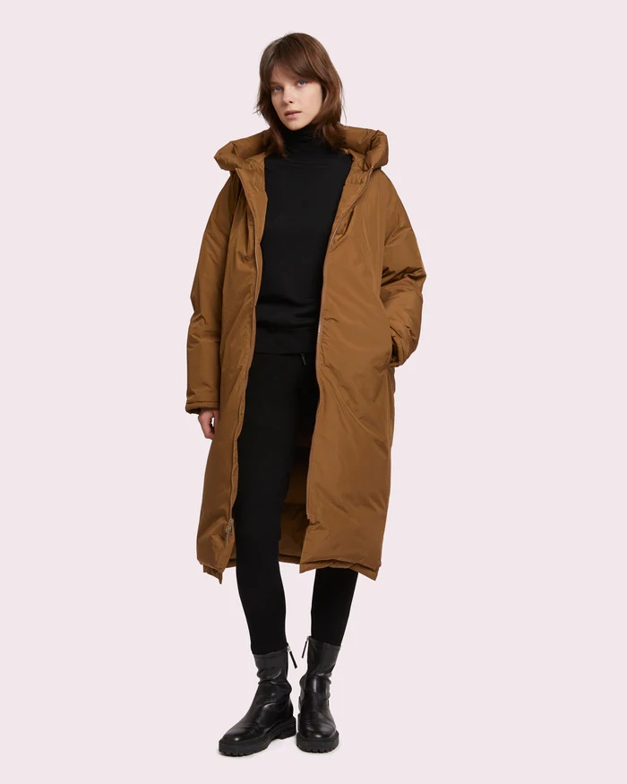 Shop Yves Salomon Zipped Hooded Coat In Brown