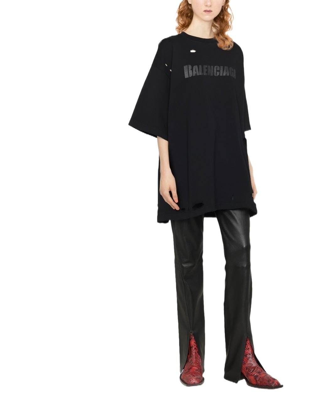 BALENCIAGA T-SHIRT CAPS BOXY FIT DA DONNA IN NERO
