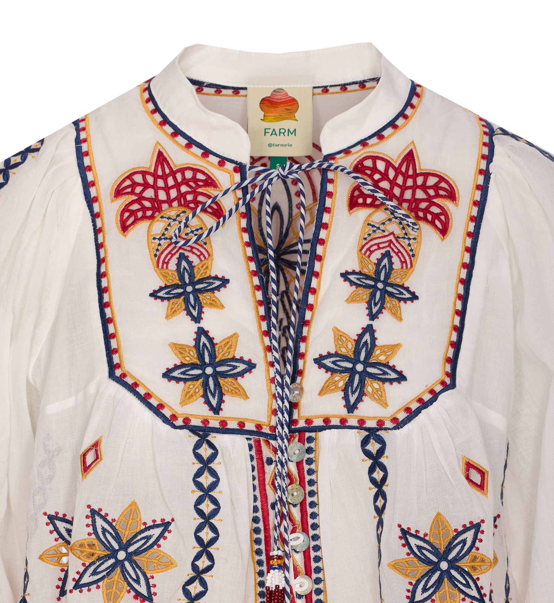 Shop Farm Rio Embroidered Blouse In White