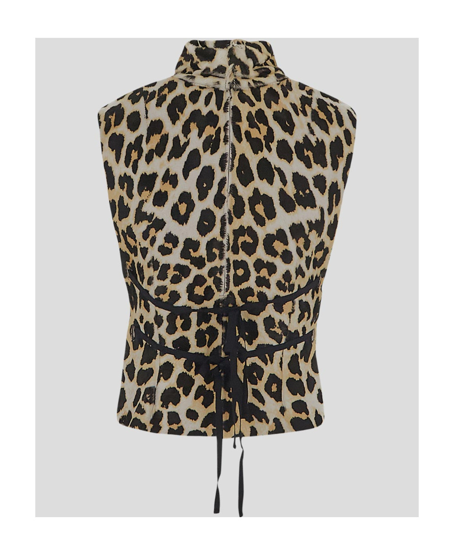 Dries Van Noten Leopard Printed Sleeveless Top In Black