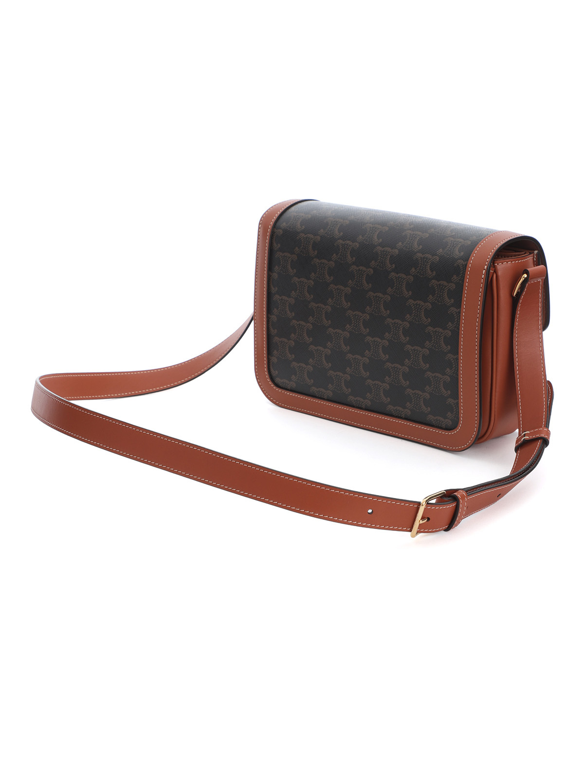 Celine Triomphe Medium Canvas And Cow Leather Handbag In Brown