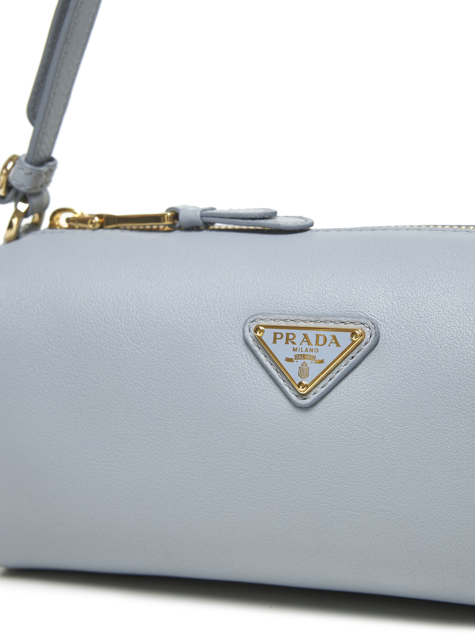 Prada Zippered Shoulder Bag In Gray