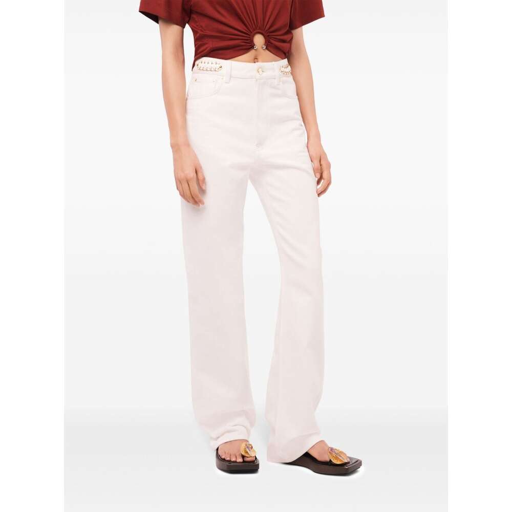 Rabanne Paillette-embellished Flared Jeans In White