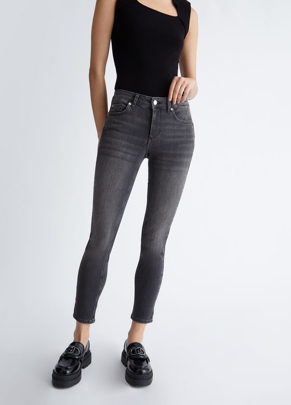 Liu •jo Denim Pants With Logo On The Back In Black