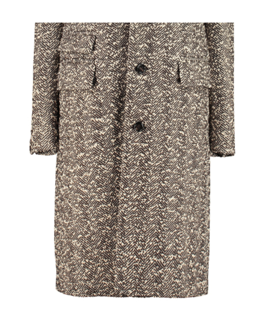 Bottega Veneta Single-breasted Boucle Fabric Coat In Multicolor