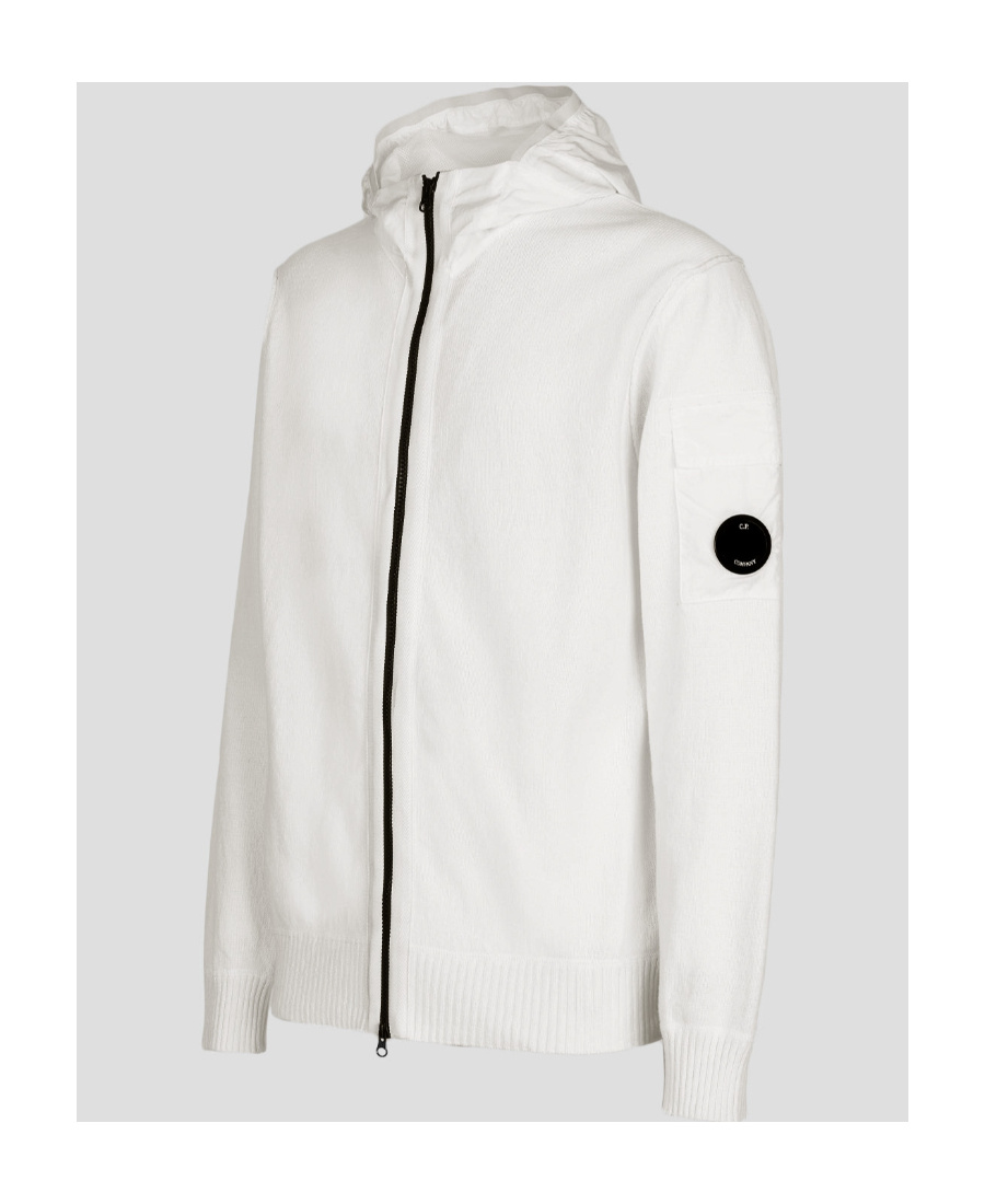 C.p. Company Lens-detail Zip-up Hoodie In White