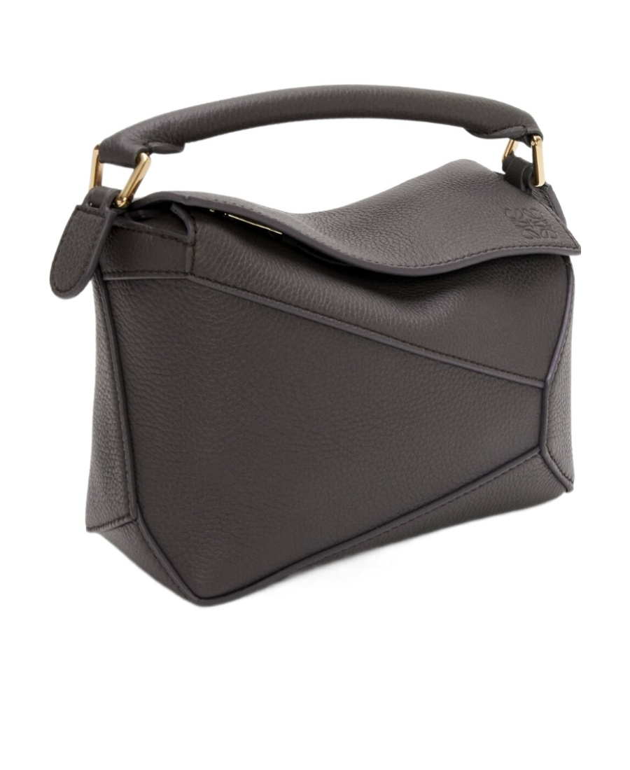 Loewe Puzzle Edge Mini Top-handle Bag In Grained Leather In Black