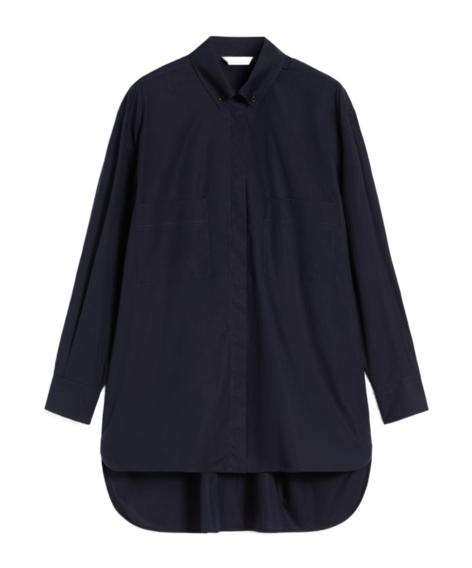 Max Mara Asymmetrical Cotton Cloth Shirt In Blue