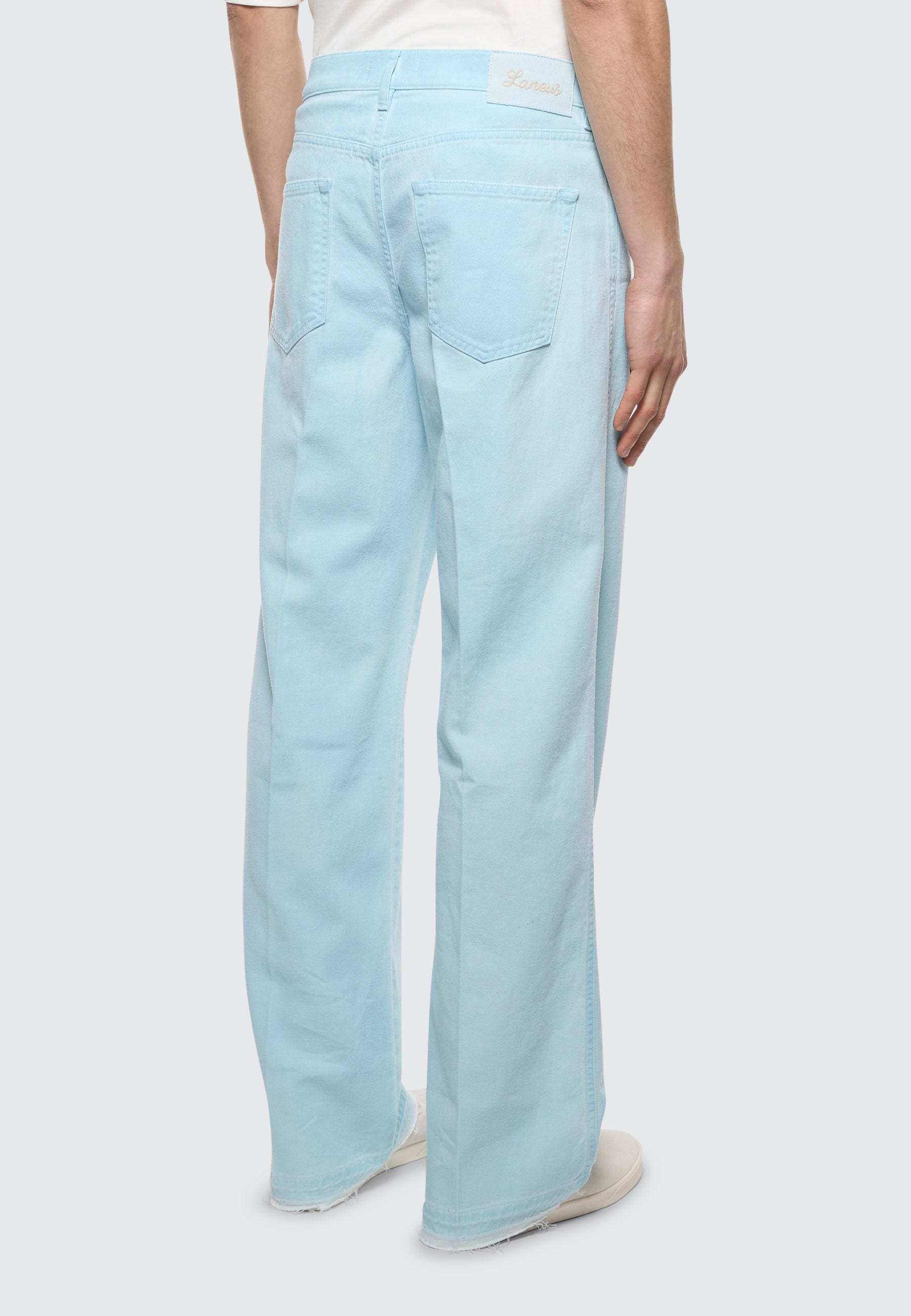 Shop Laneus Gabardine Baggy Jeans In Blue