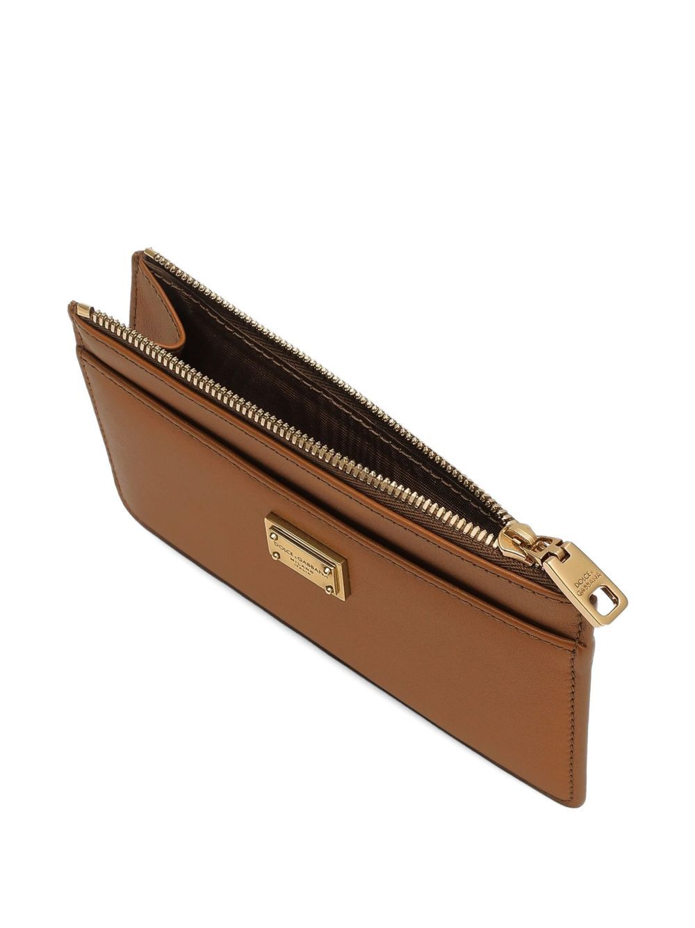 Dolce & Gabbana Dauphine Logo-plaque Zip-around Card Holder In Brown