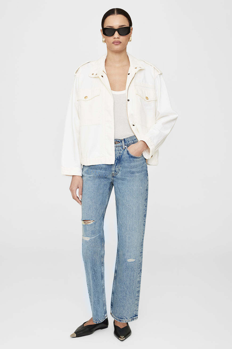 Anine Bing Long-sleeved Casual Jacket In White