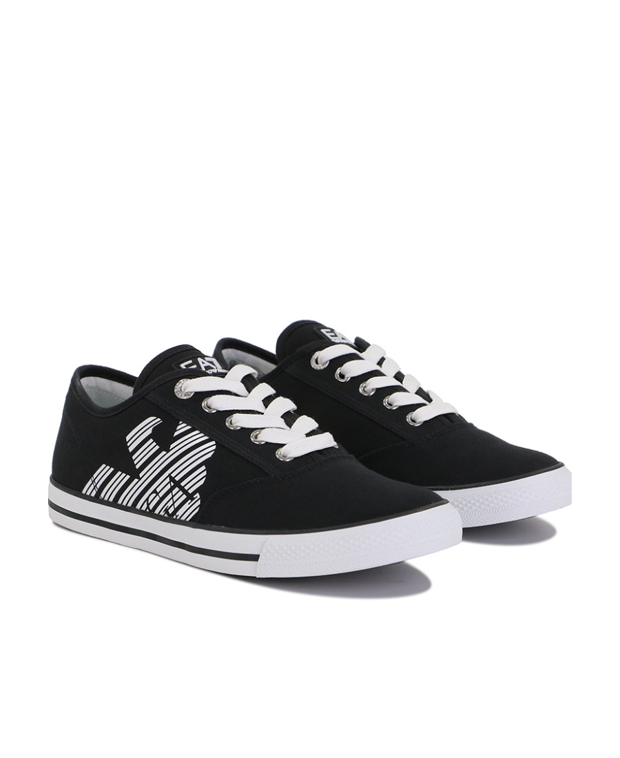 Ea7 Logo Strapped Casual Sneakers In Black