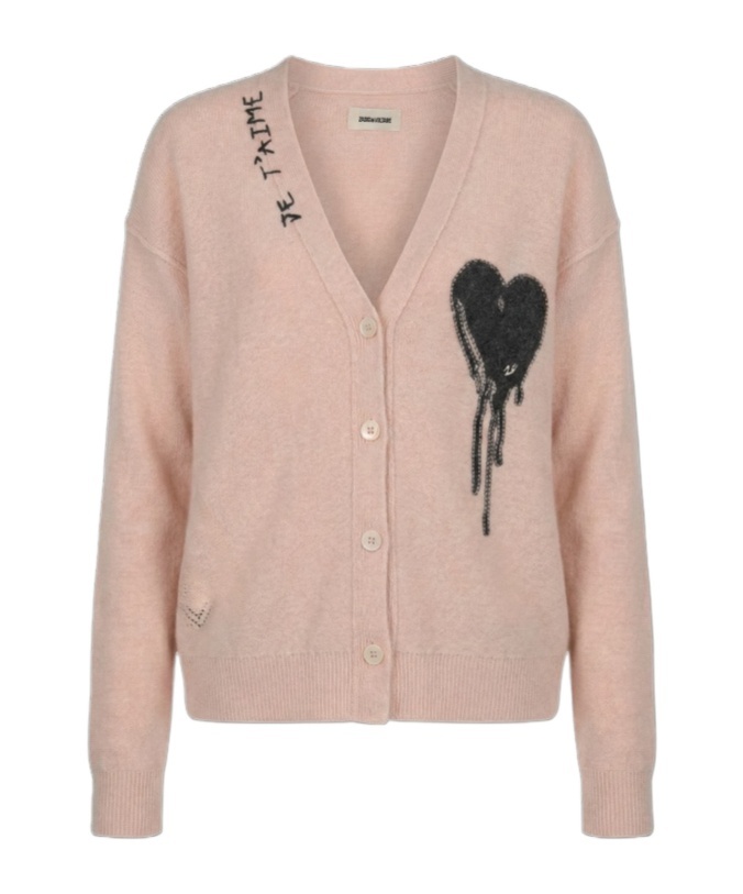 Zadig & Voltaire Mirkaz Heart-detail Cardigan In Brown