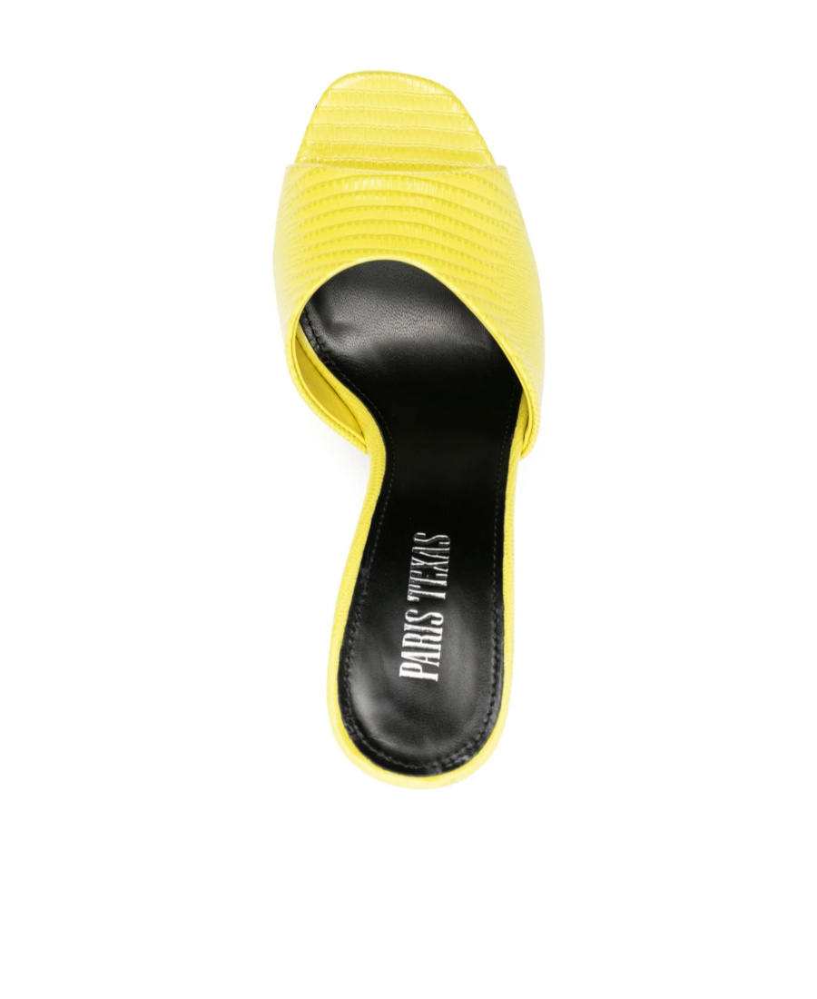 Paris Texas Anja Snakeskin-effect Mules In Yellow