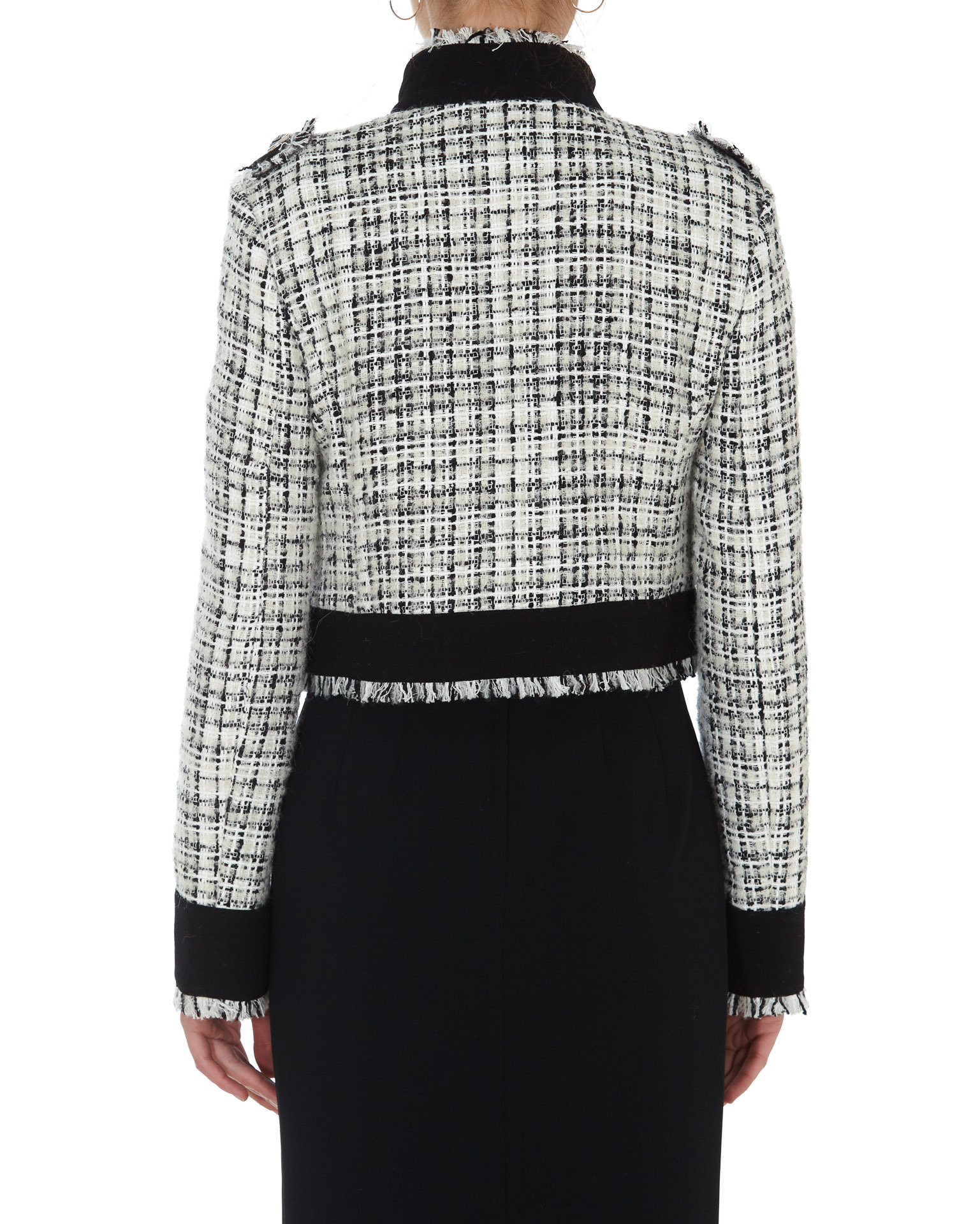 Dolce & Gabbana Cropped Tweed Jacket In Gray