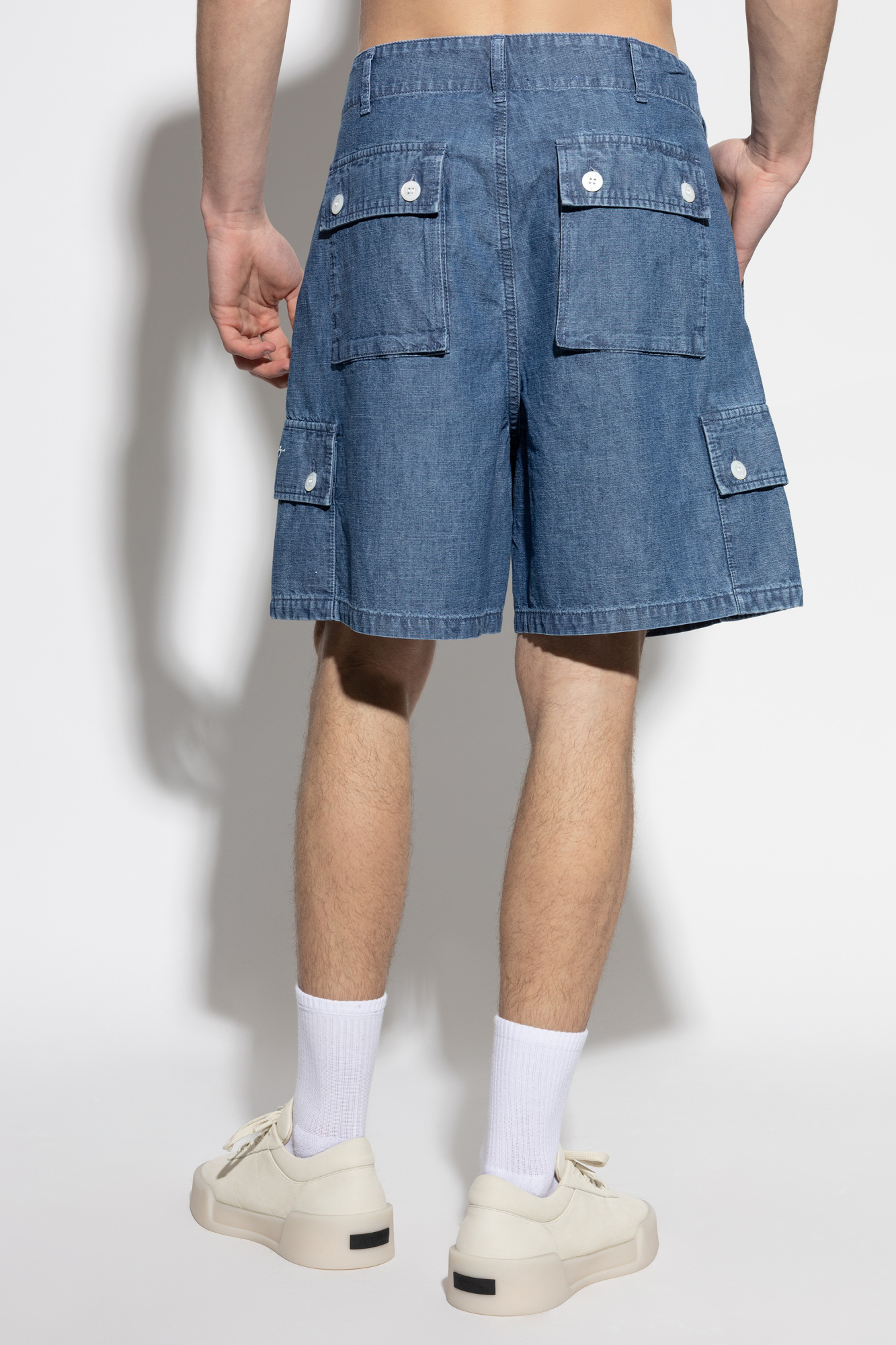 Givenchy Denim Bermuda Shorts With Pockets And Loops In Blue