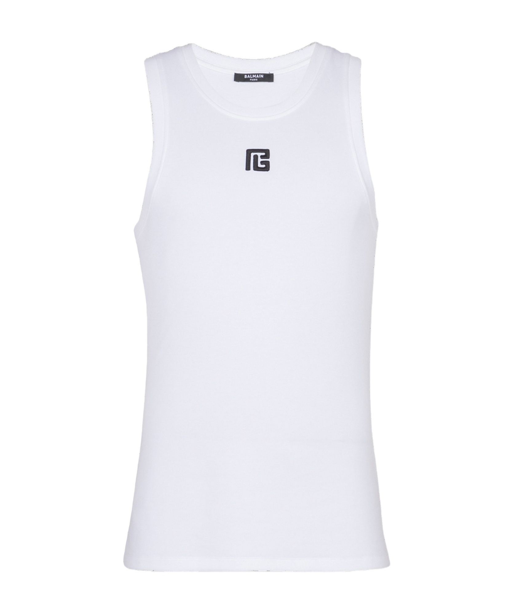 Balmain Logo-embroidered Tank Top In White