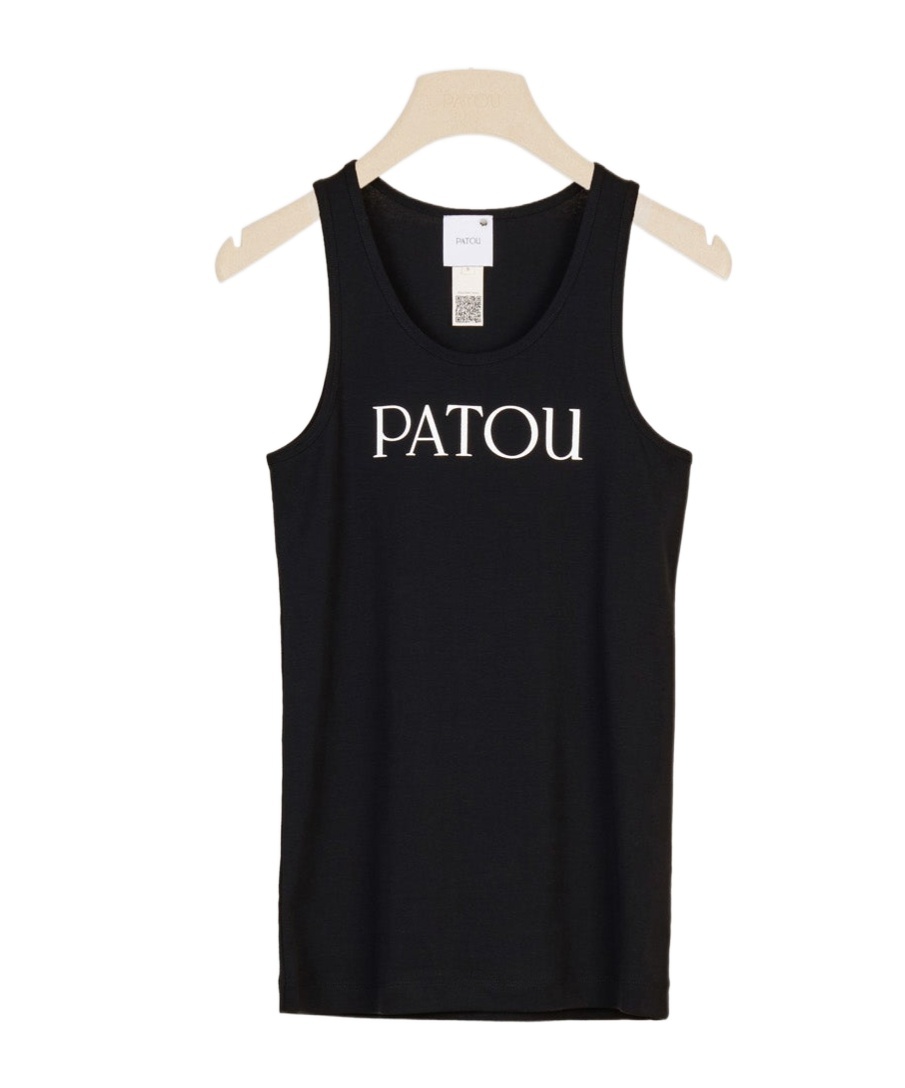 Patou Modern Sleeveless Scoop Neck Tank Top In Black