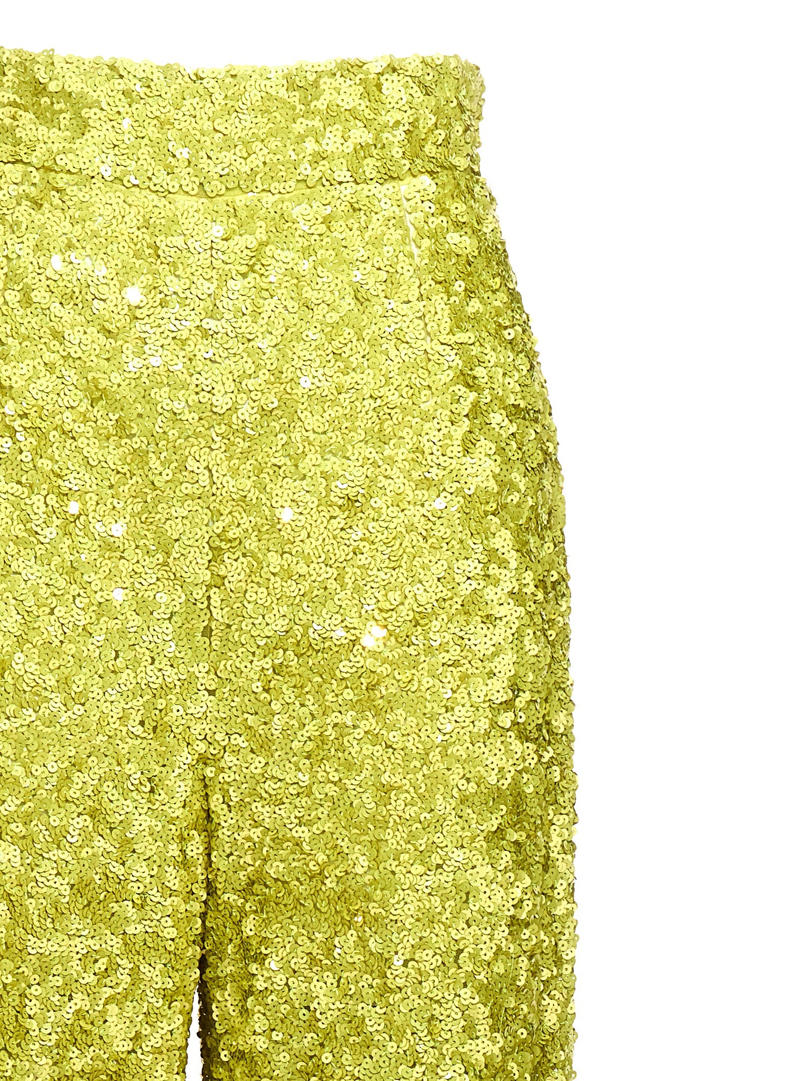 Ermanno Scervino High Waist Sequin Embellished Wide Leg Trousers In Green