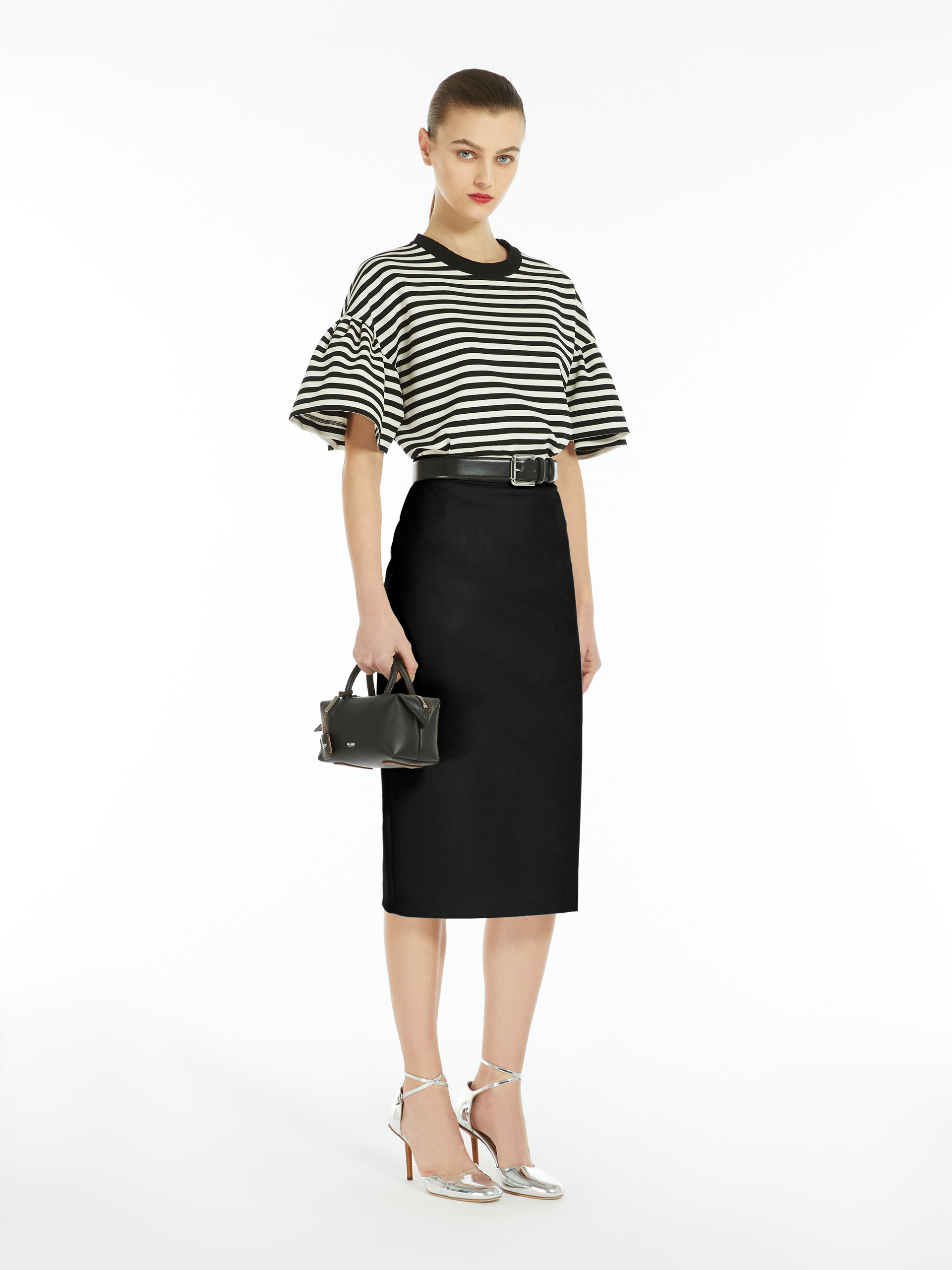 Max Mara Medium And Long Wool Pencil Skirt In Black