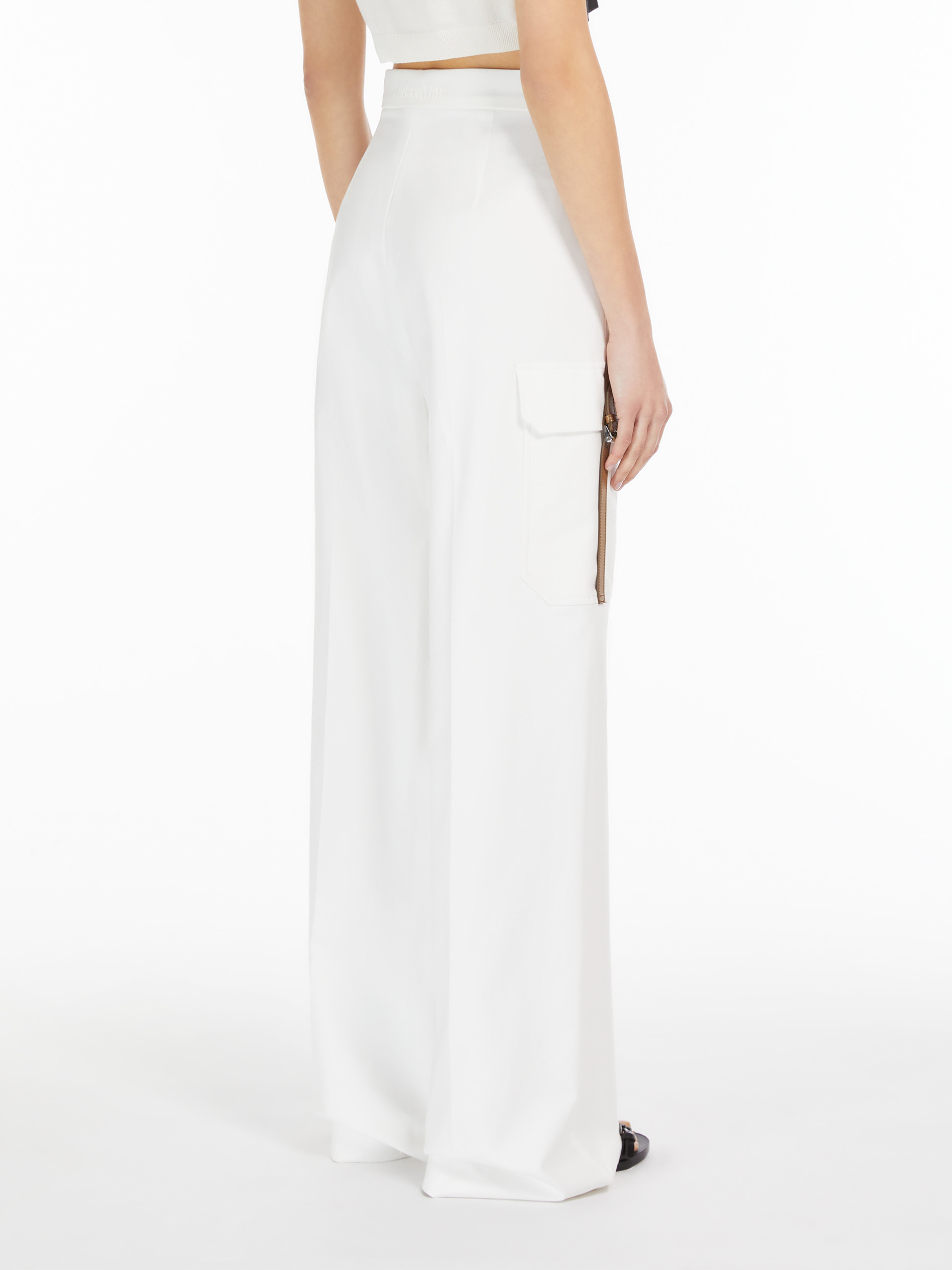 Max Mara Pantalone Edda In Cotone Stretch Bianco Donna In White