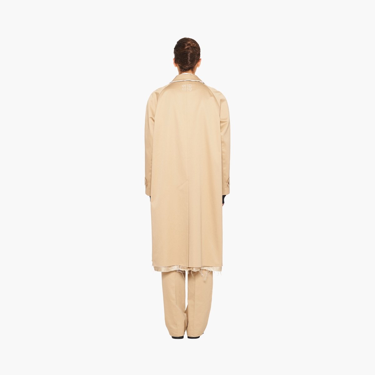 Miu Miu Single-breasted Chino Coat In Neutral