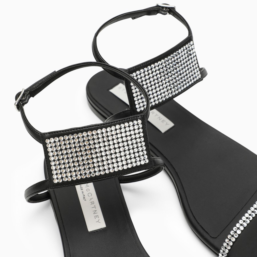 Stella Mccartney Logo Flat Sandals In Black