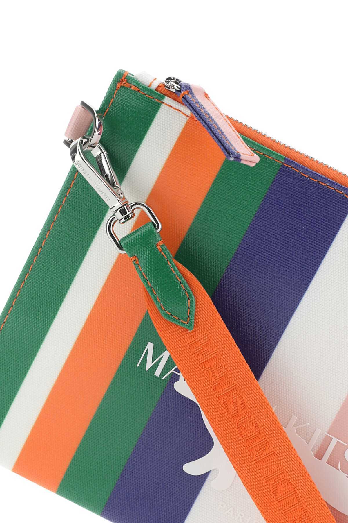 MAISON KITSUNÉ STRIPES CANVAS LOGO POUCH