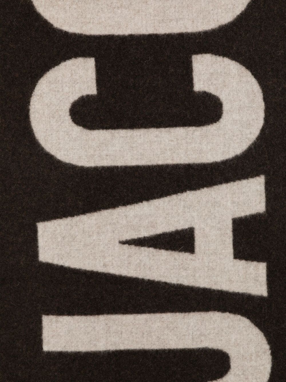 Jacquemus Rectangular Scarf With Fringed Edges And Bold Lettering In Black