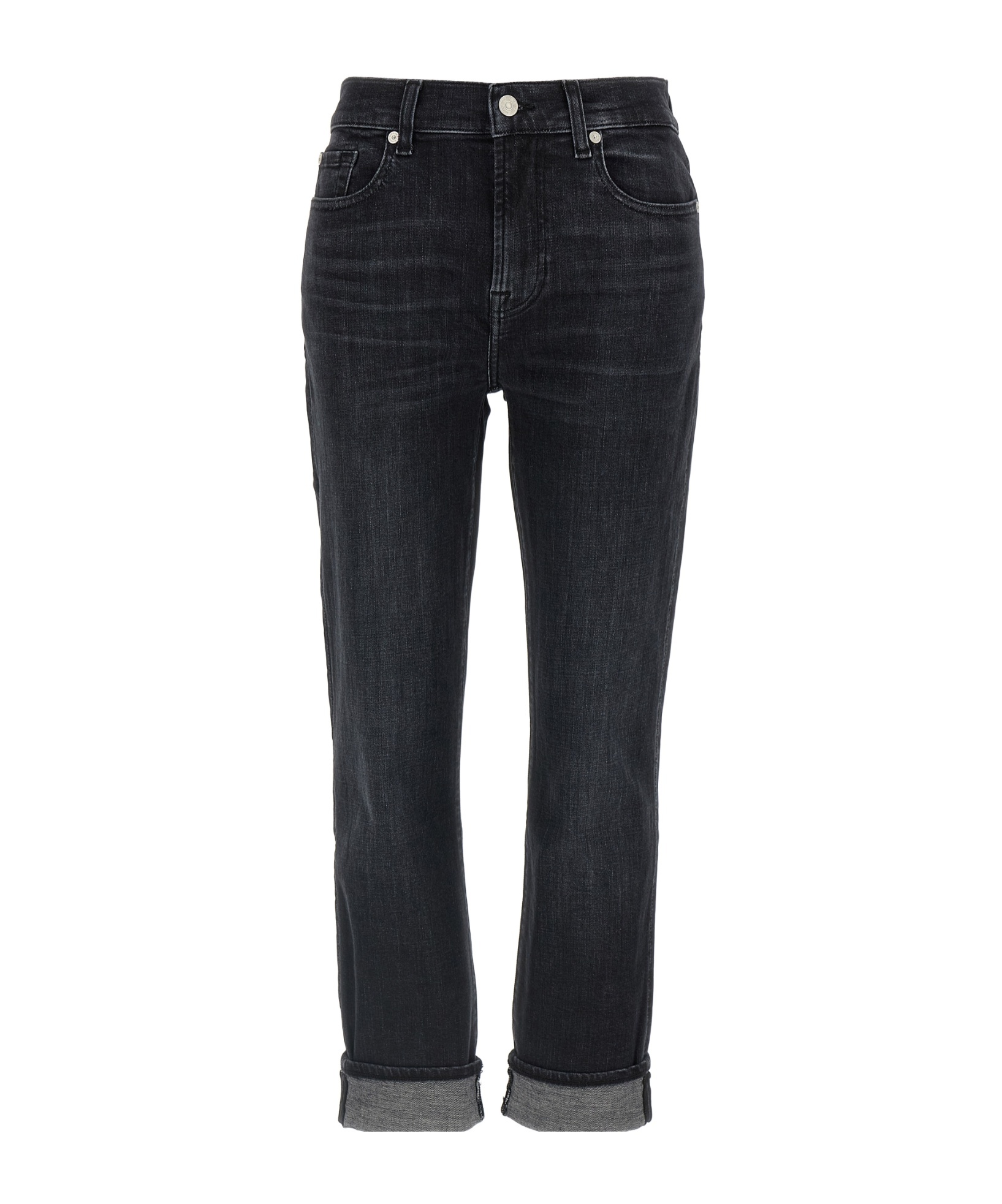 7 For All Mankind Belt Loop Denim Trousers In Black