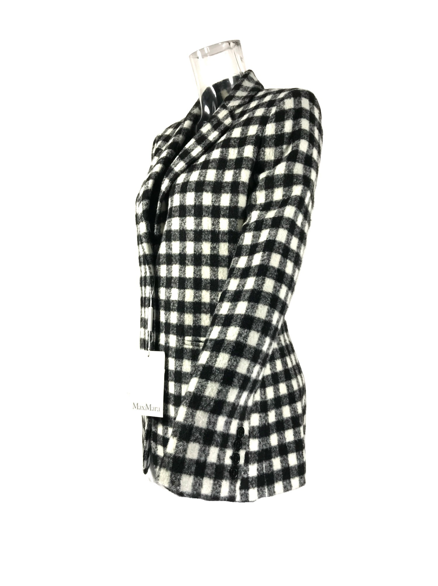 Max Mara Checkered Suit Jacket In Black