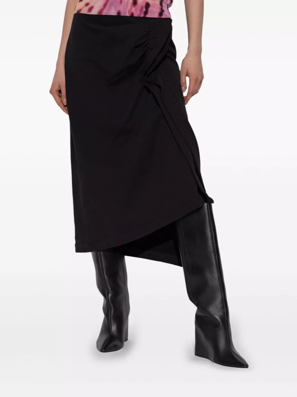 Dries Van Noten Asymmetric Hem Midi Skirt In Black