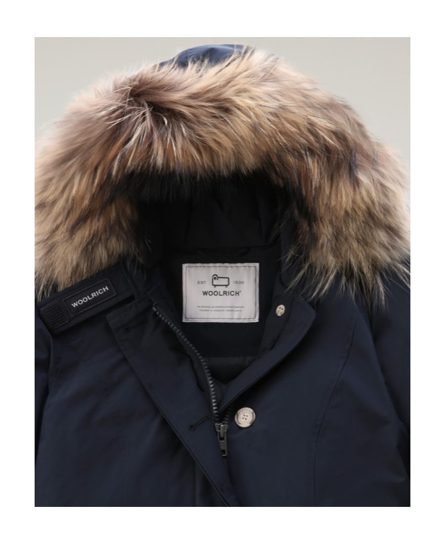 Woolrich Detachable Fur Collar Parka Coat In Black