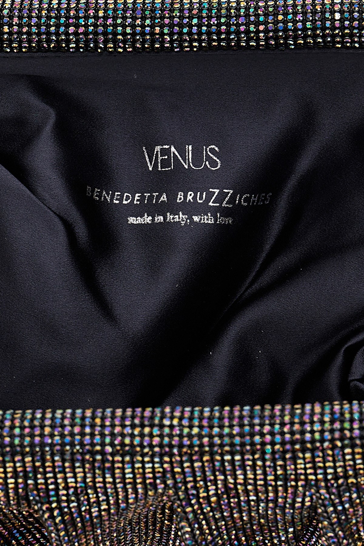 Benedetta Bruzziches Venus La Grande Metallic Crystal Clutch Bag In Black